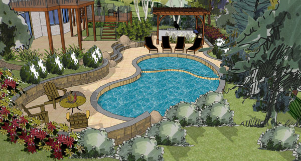 Pool design shown in 3d